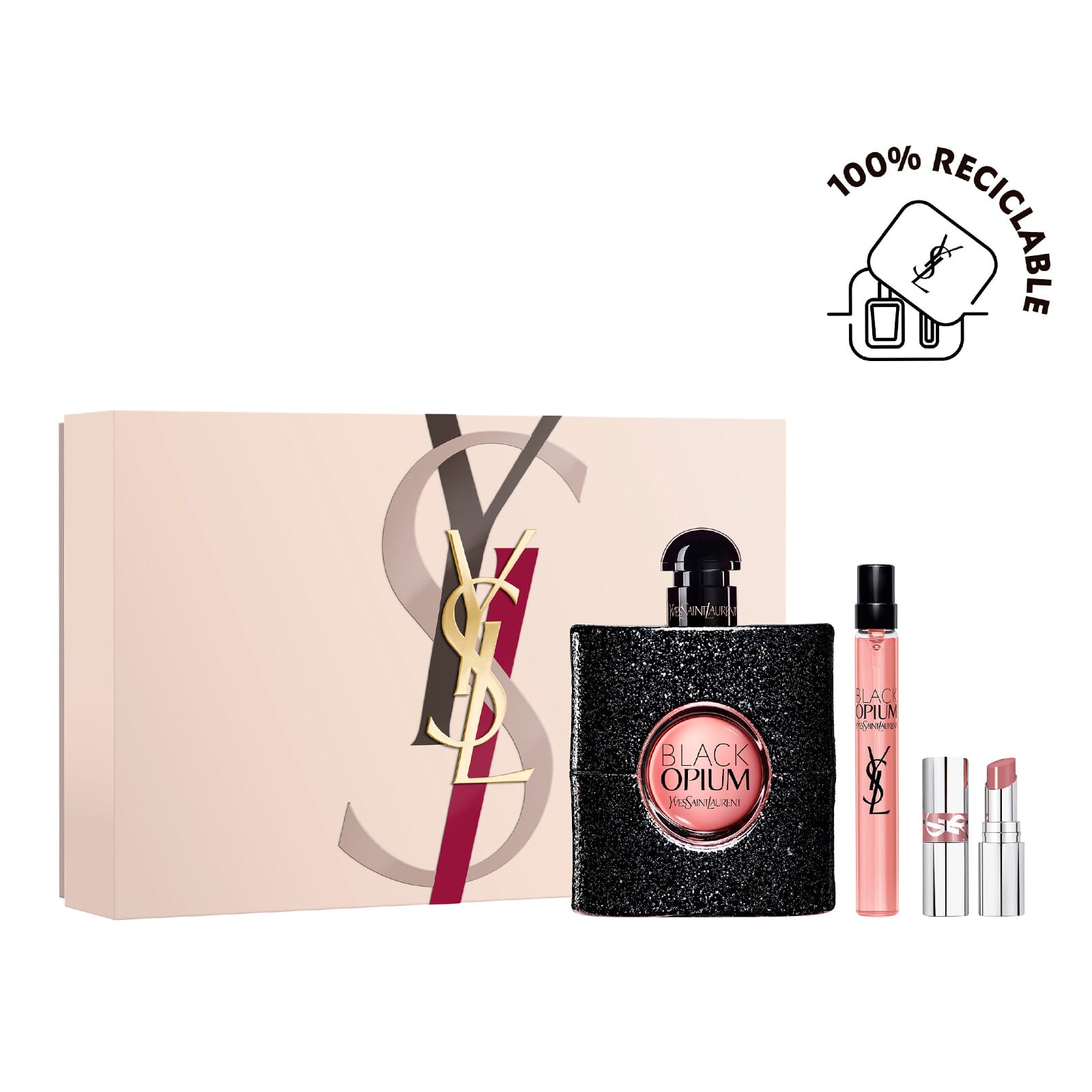 Black Opium EDP 90 ml + EDP Mini 10 ml + Loveshine Lipstick Lote