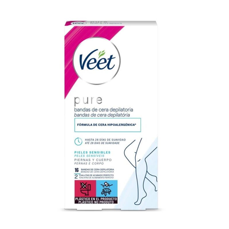 Pure Bandas De Cera Pierna Y Cuerpo 16 Uds de Veet