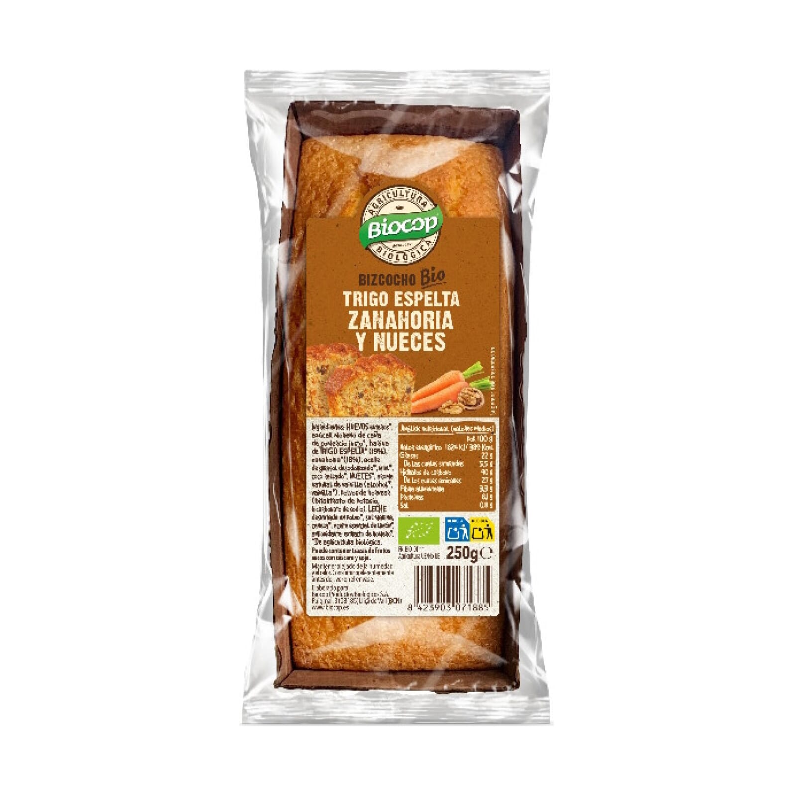Bizcocho Trigo Espelta Zanahoria Nueces 250g
