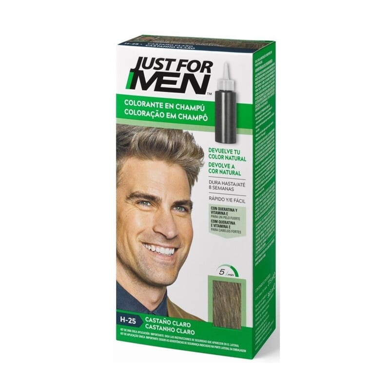 JUST FOR MEN COLORANTE EN CHAMPU CASTAÑO CLARO H-25