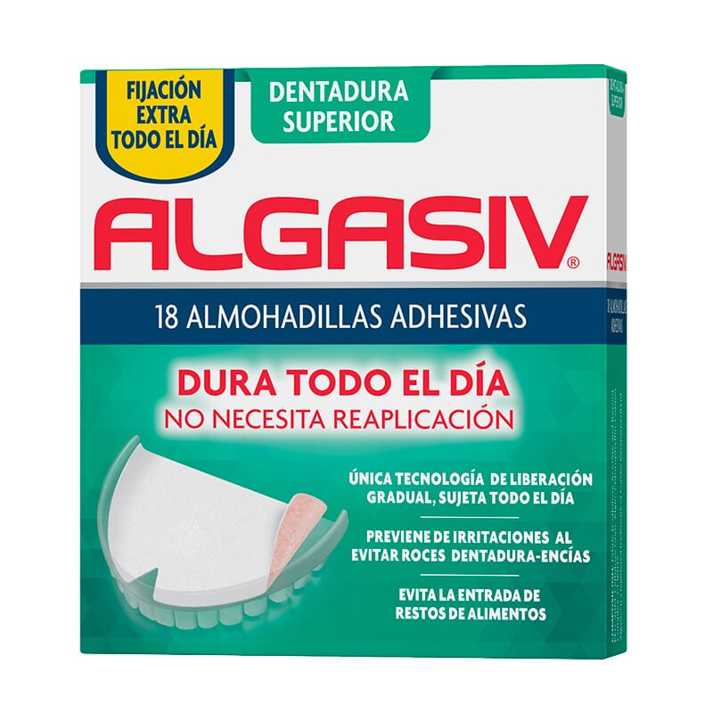 ALGASIV ALMOHADILLAS ADHESIVAS DENTADURA SUPERIOR 18 Unidades