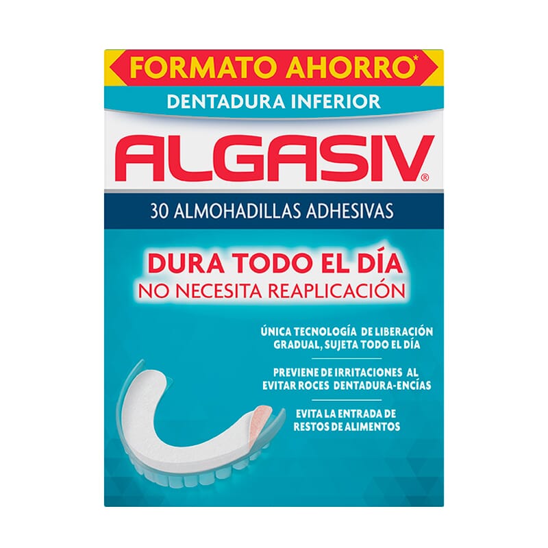 ALGASIV ALMOHADILLAS ADHESIVAS DENTADURA INFERIOR 30 Unidades