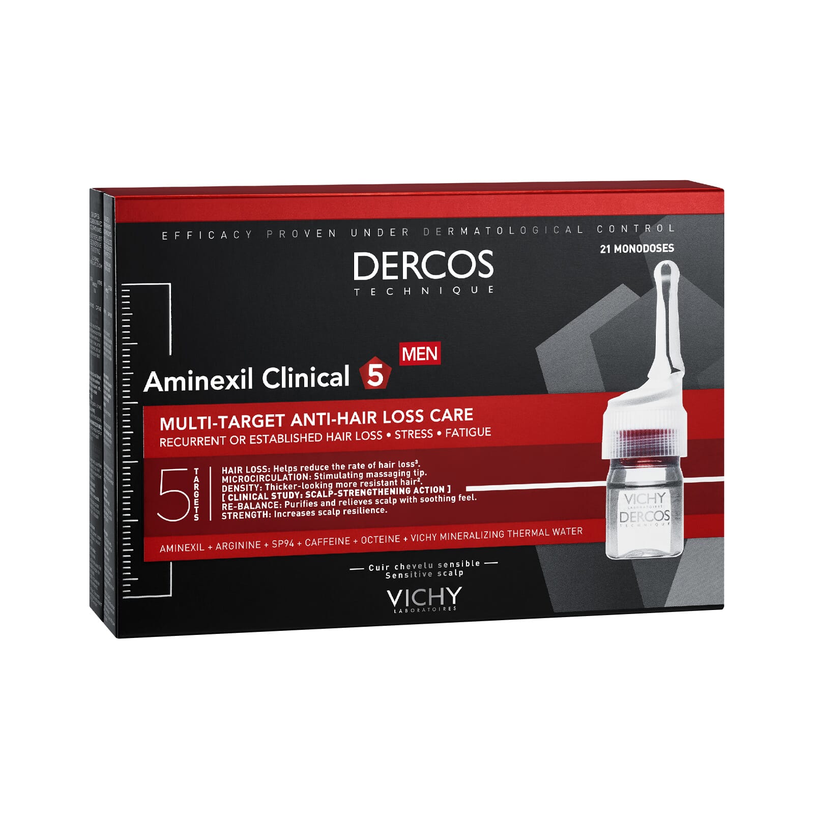 DERCOS AMINEXIL CLINICAL 5 HOMBRE 21 Ampollas