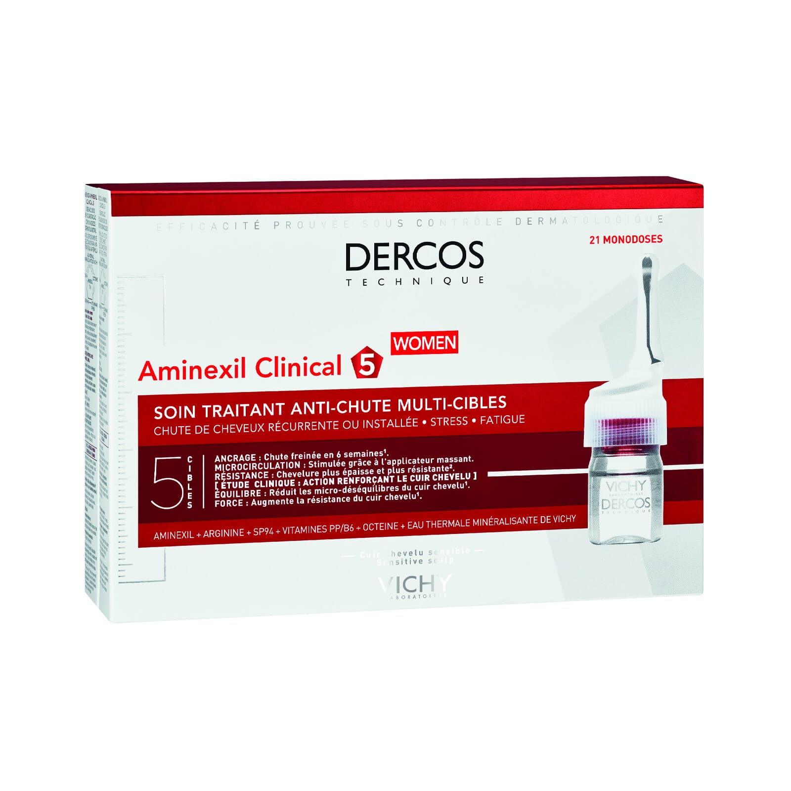 DERCOS AMINEXIL CLINICAL 5 MUJER 21 Ampollas