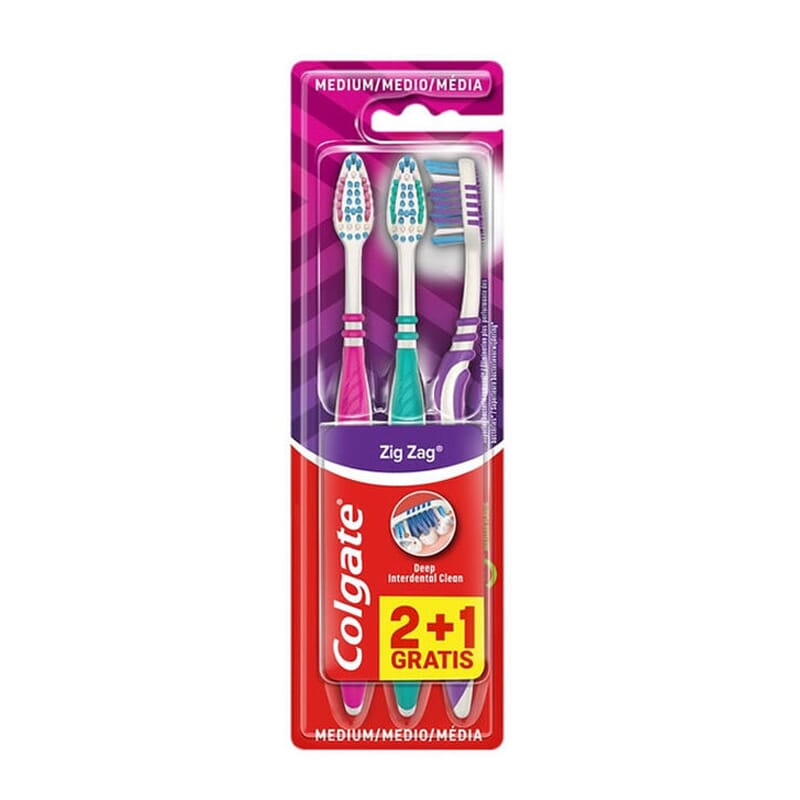 Cepillo Dental Zig Zag Medium 3 Uds