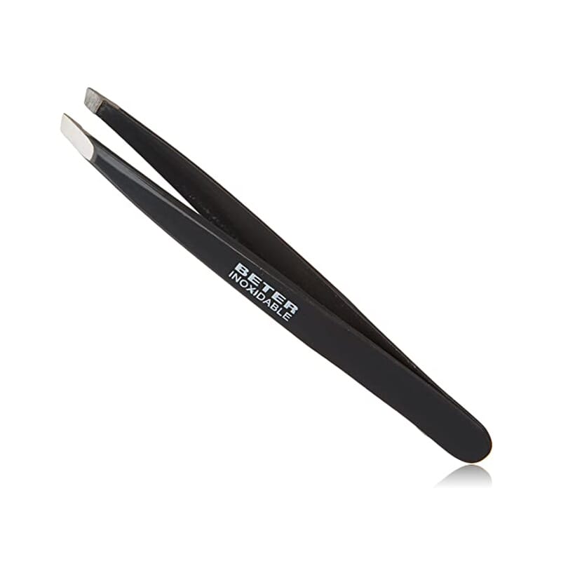 Pinzet voor ontharen schuine punt roestvrij staal geëmailleerd