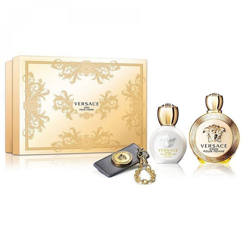 Eros pour Femme Set 3 prodotti EDP 100 ml + Etichetta Bagagli