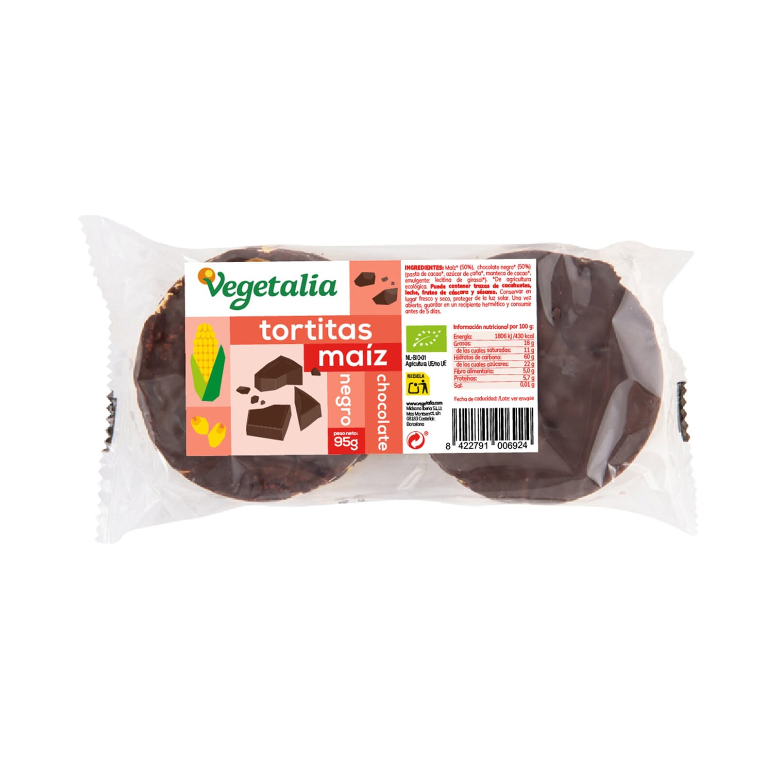 Tortitas De Maíz Con Chocolate Negro 95g