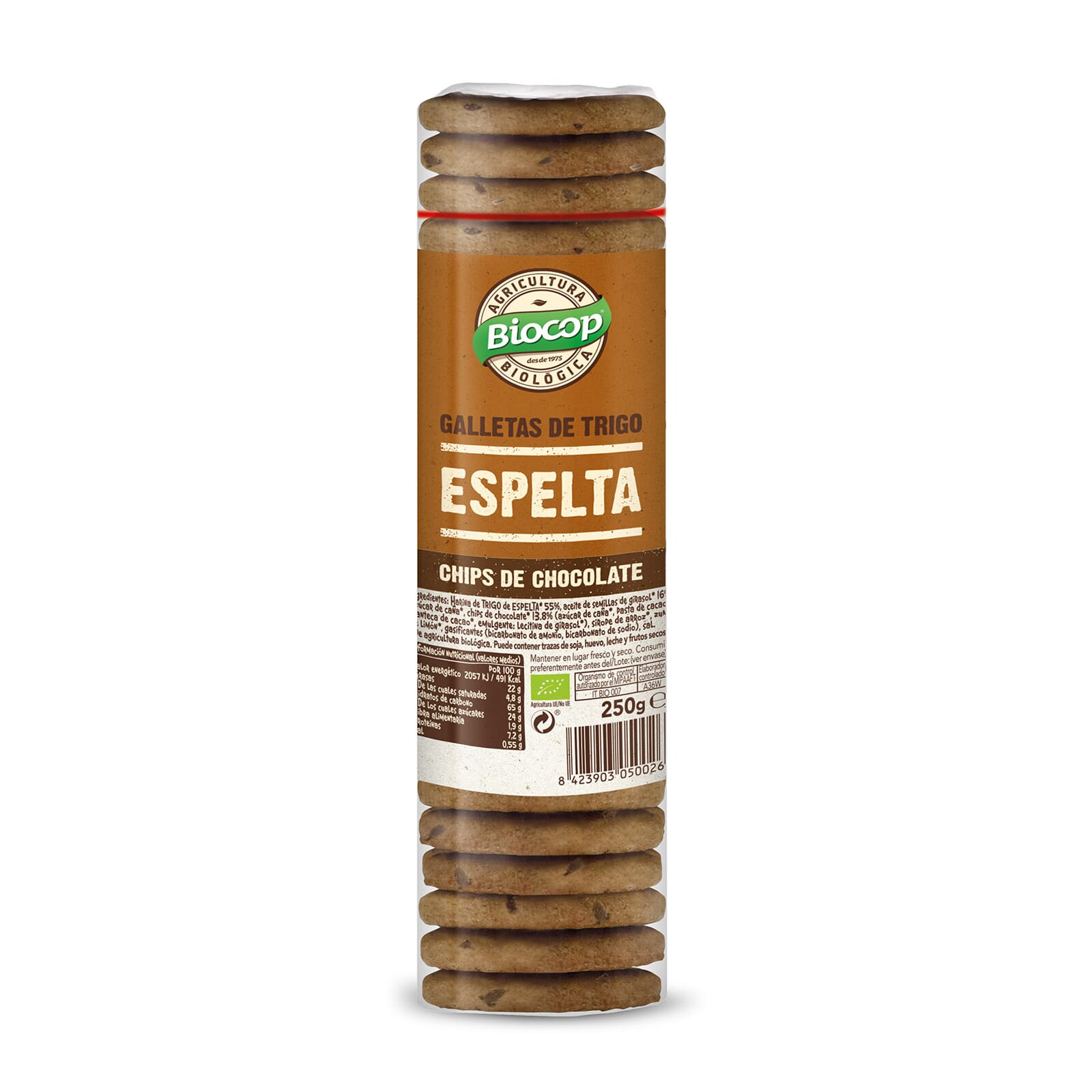 GALLETAS DE ESPELTA CON CHIPS DE CHOCOLATE 250g