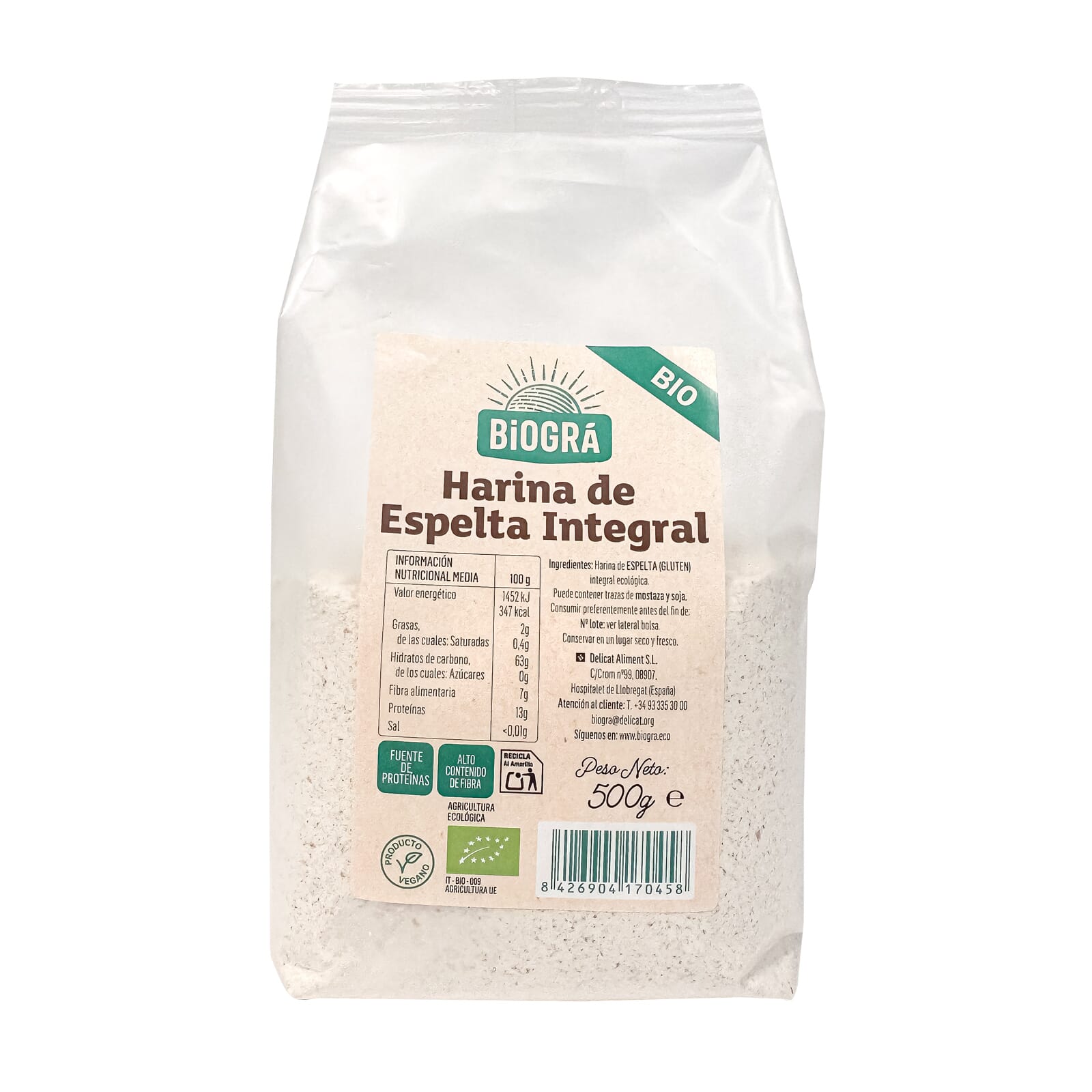 HARINA DE ESPELTA INTEGRAL BIO 500g