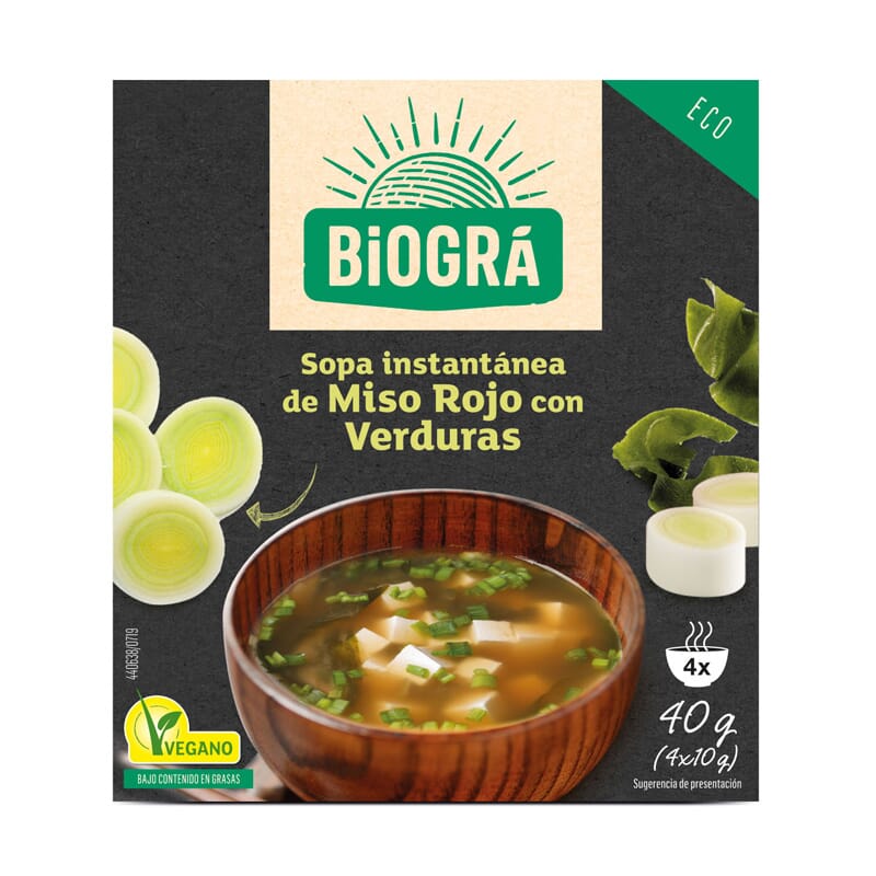 SOPA MISO ROJO CON VERDURAS BIO 4 Sobres de 10g