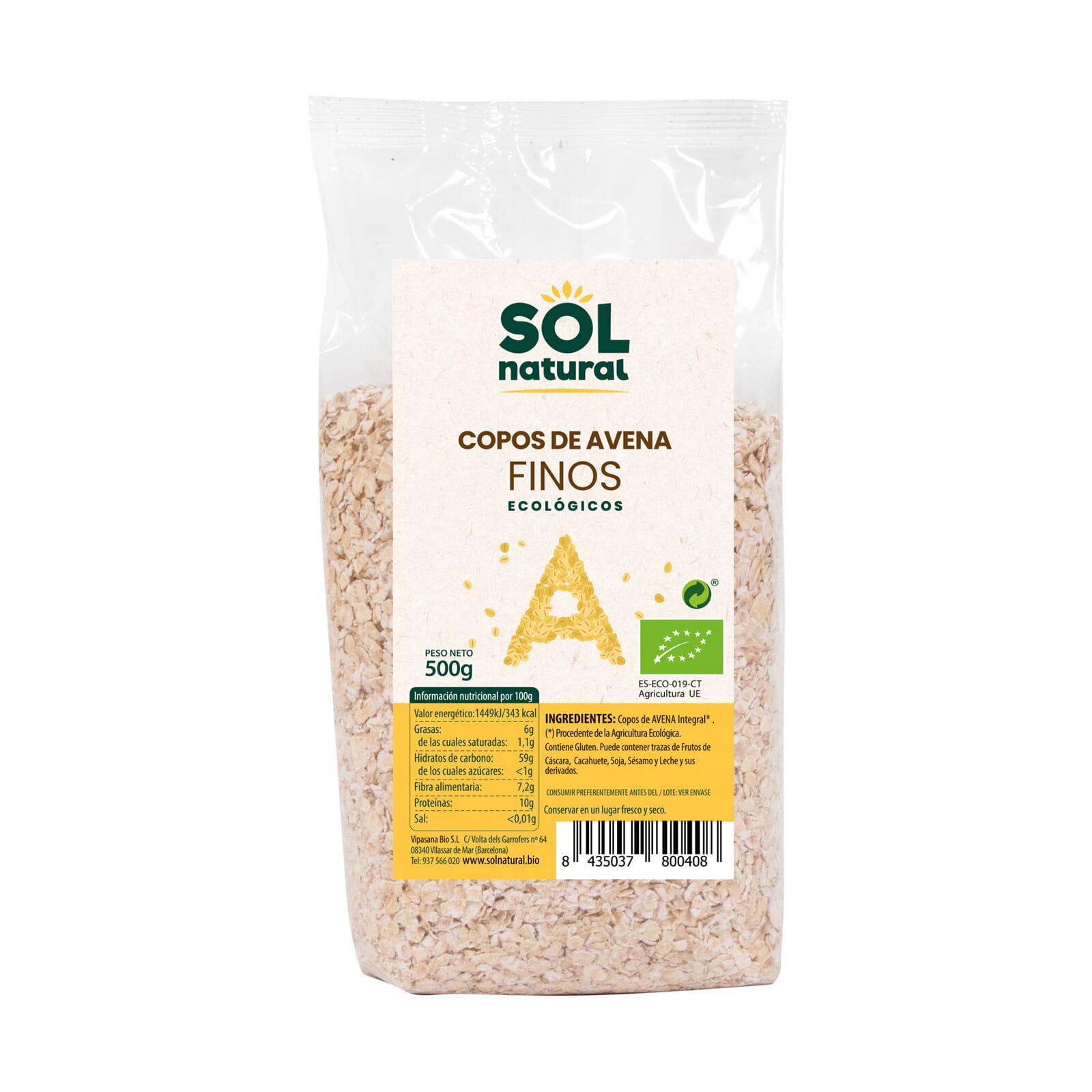 COPOS DE AVENA FINOS BIO 500g