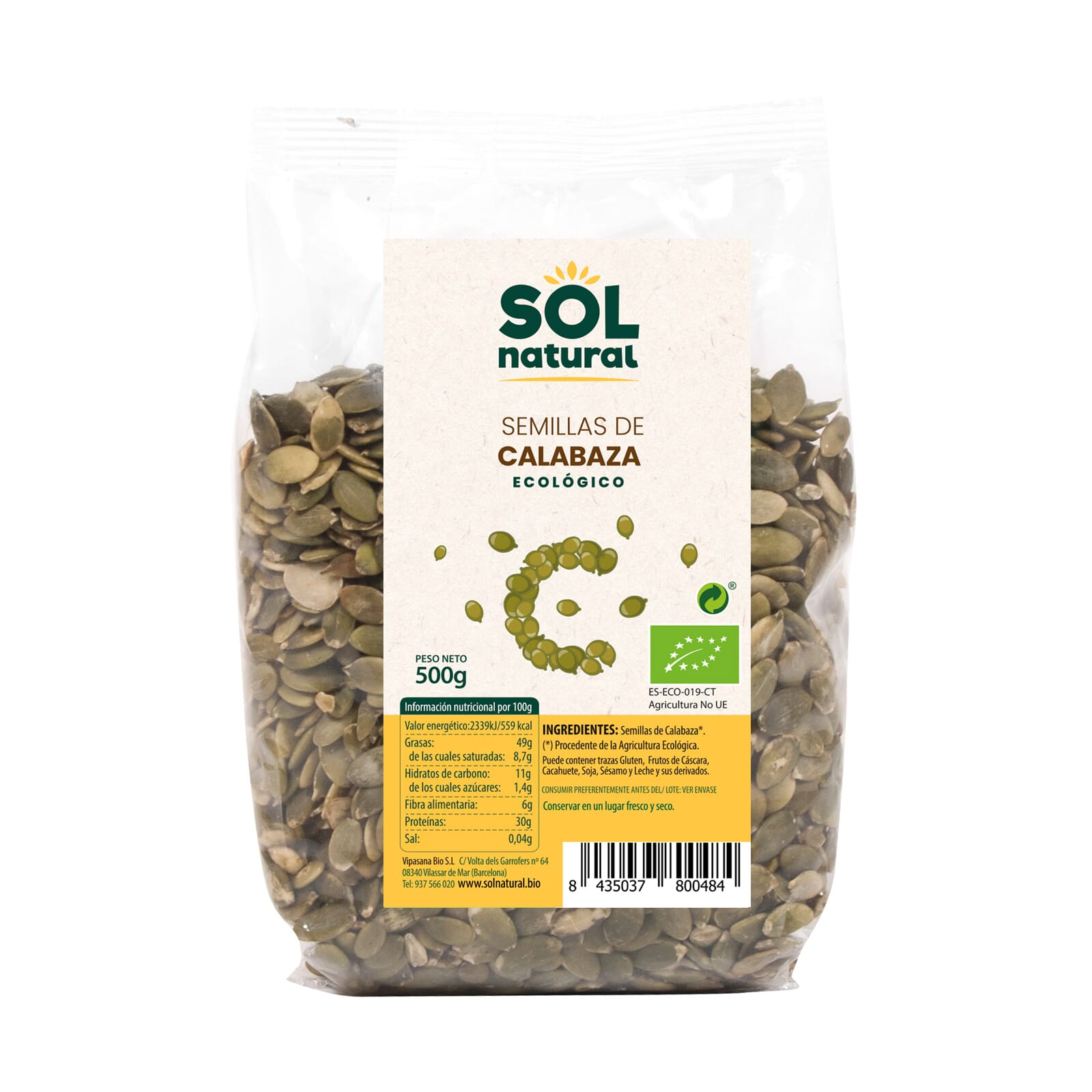 Graines De Courge Bio 500g - Sol Natural