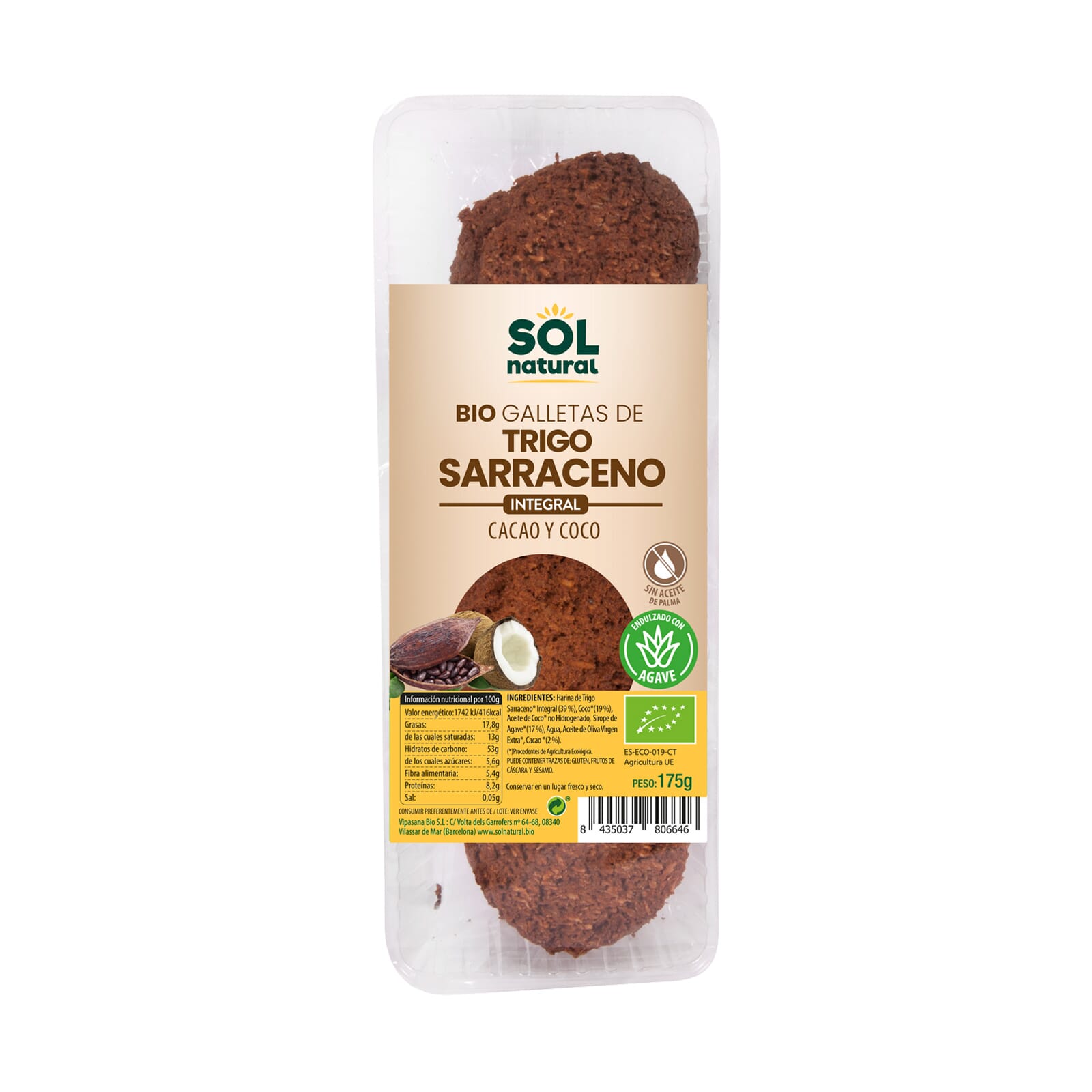 GALLETAS DE TRIGO SARRACENO Y COCO-CACAO BIO 175g