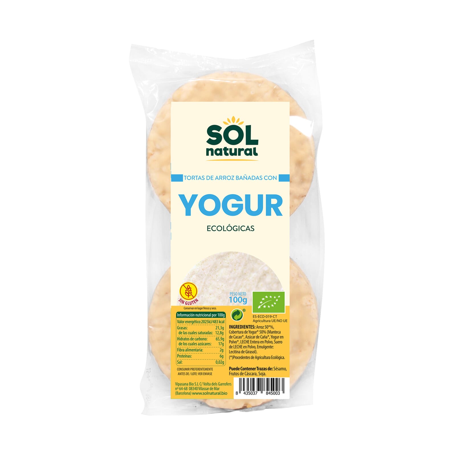 Tortas De Arroz Bañadas Con Yogur Bio 100g