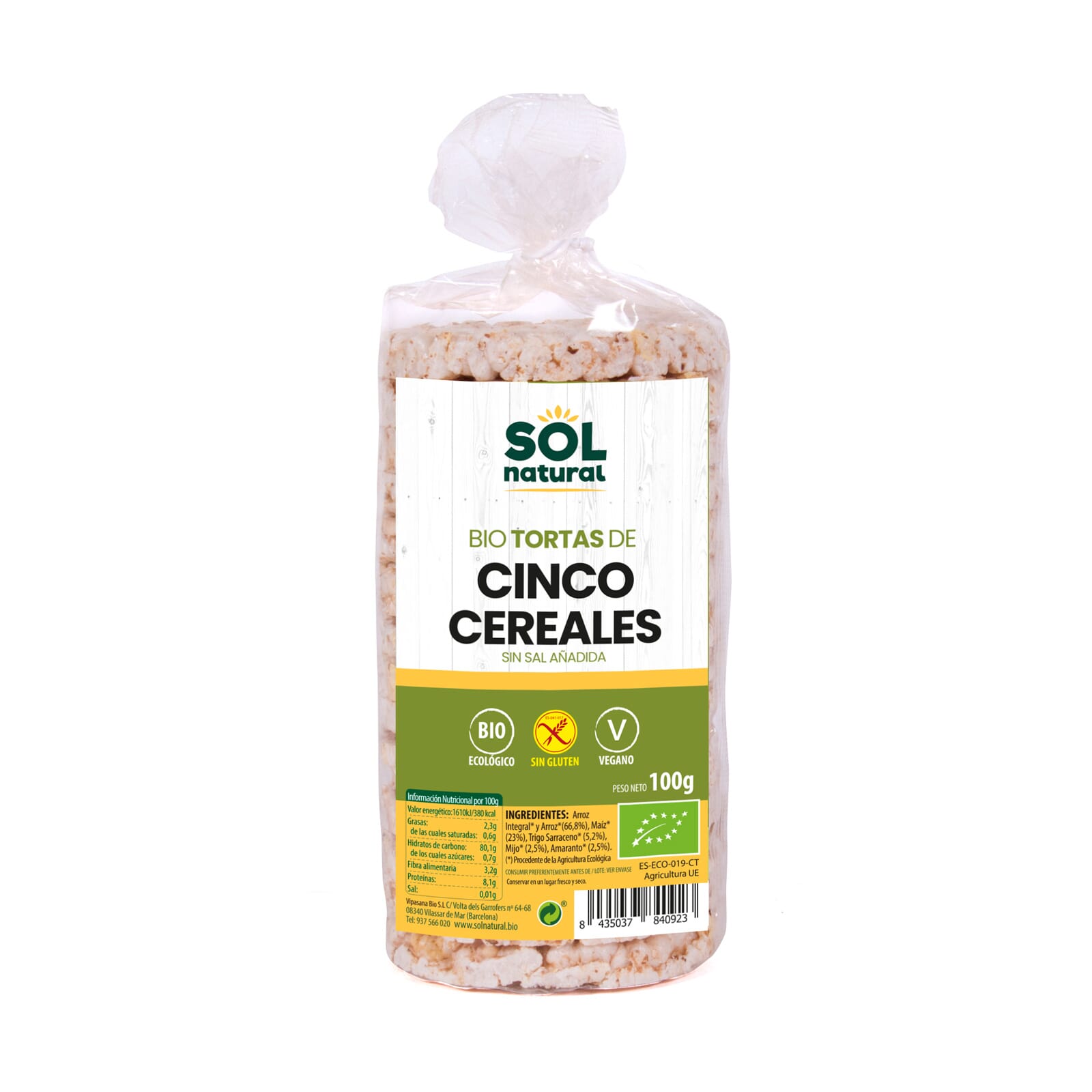 TORTAS DE 5 CEREALES BIO 100g