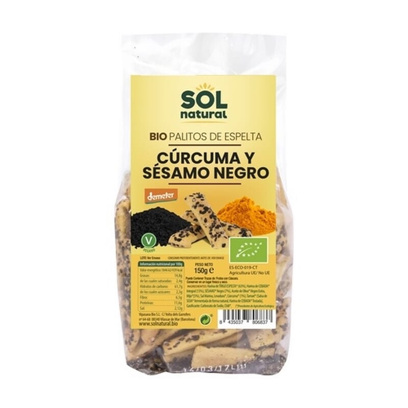 Palitos Espelta Cúrcuma Y Sésamo Negro Bio Vegan 
