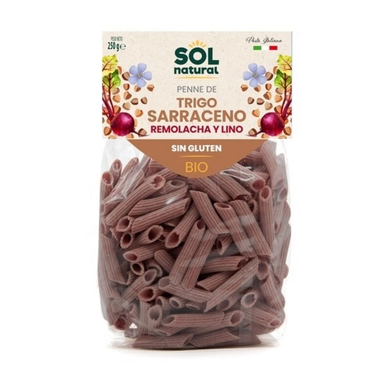 Macarrones Trigo Sarraceno Remolacha Lino Sin Gluten 