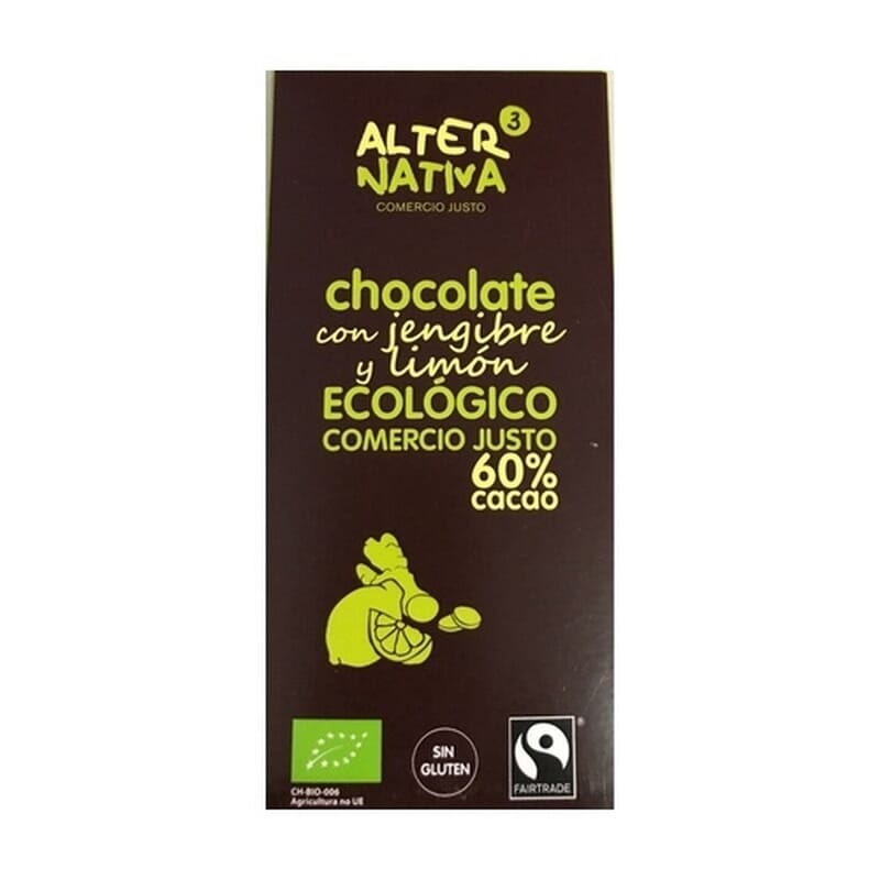 Chocolate Con Jengibre Y Limón 60% Cacao Eco 80g