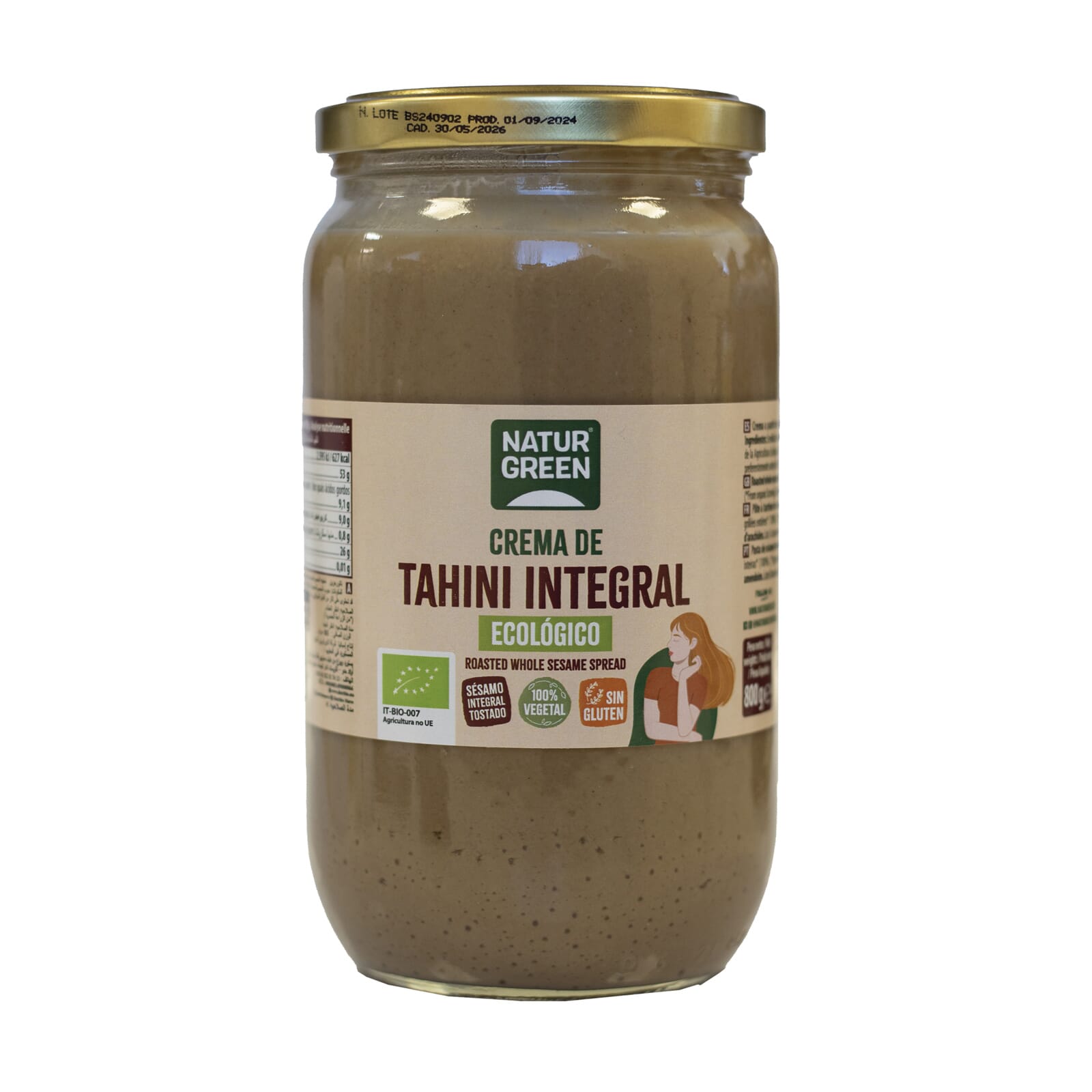 Crema De Tahini Tostado Sin Gluten Bio 800 g