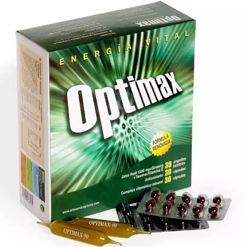 Optimax Antioxidante Complexo Vitamínico Jalea Real 30 Ampollas de Artesania Agricola