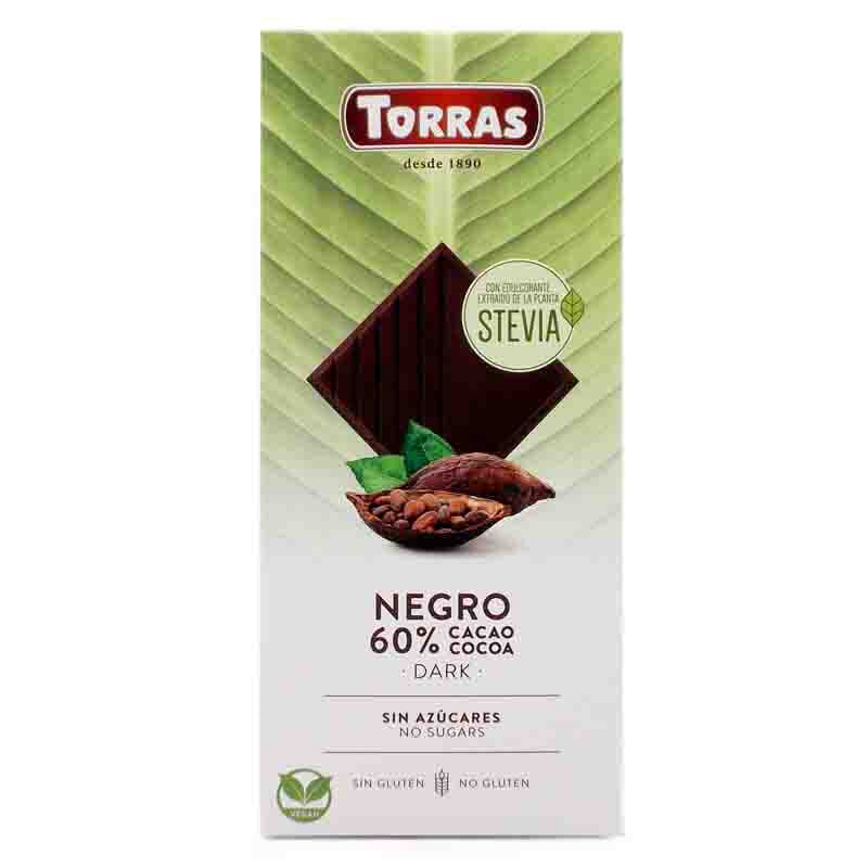 Chocolate Negro 60 % Cacao Con Stevia 100g