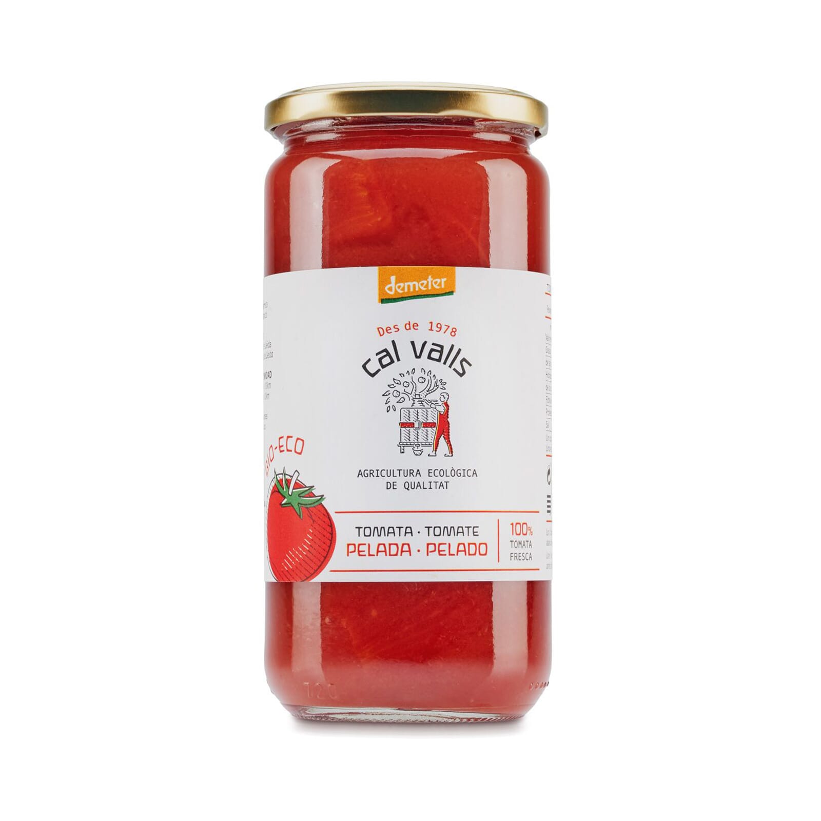 TOMATE ENTERO PELADO ECOLÓGICO 660g de Cal Valls