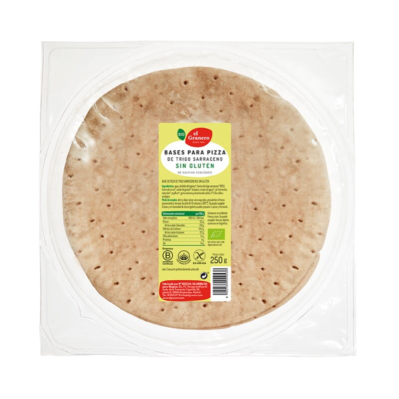 Bases De Pizza Con Trigo Sarraceno Sin Gluten Bio 250g