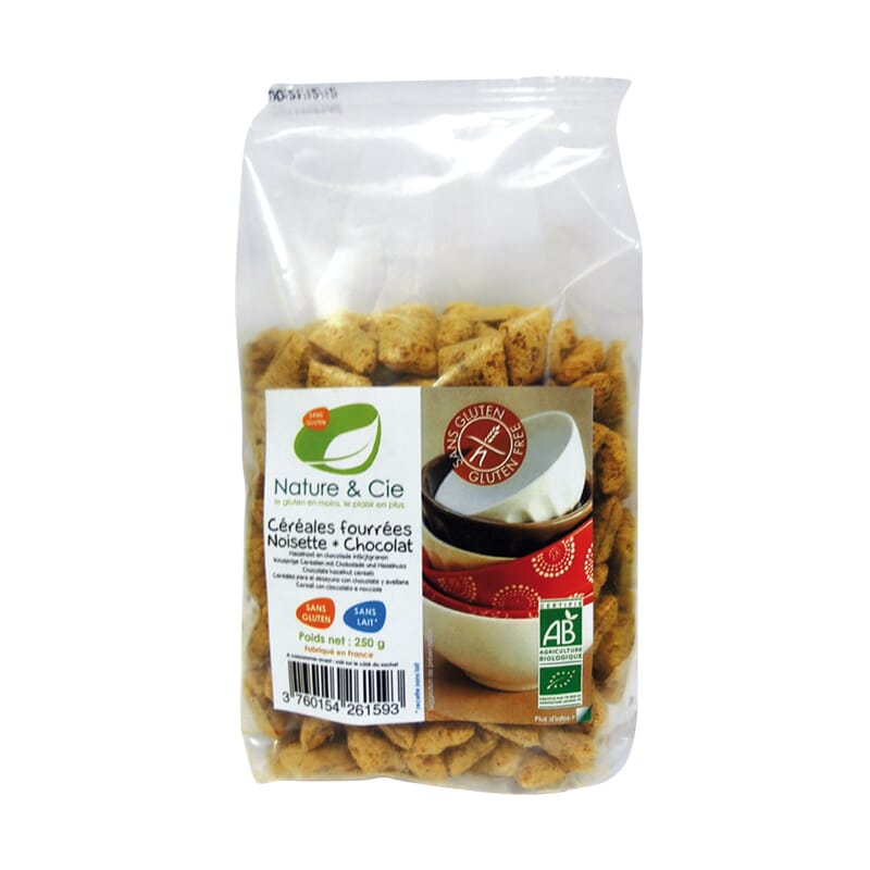 Cerelates Gevuld met chocolade en hazelnoten zonder gluten Bio 250g