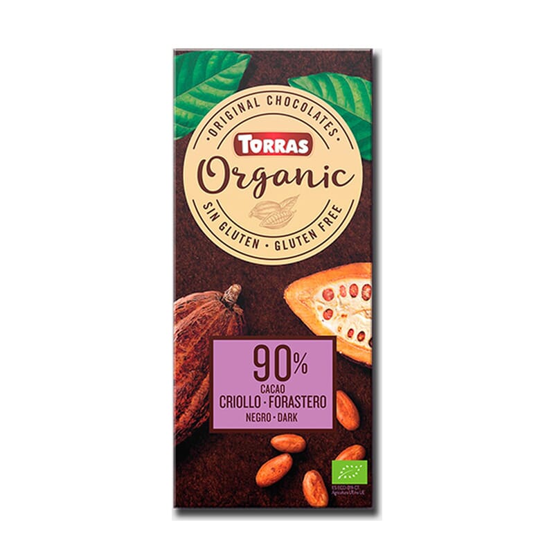 Donkere chocolade 90% cacao criollo biologisch 100g