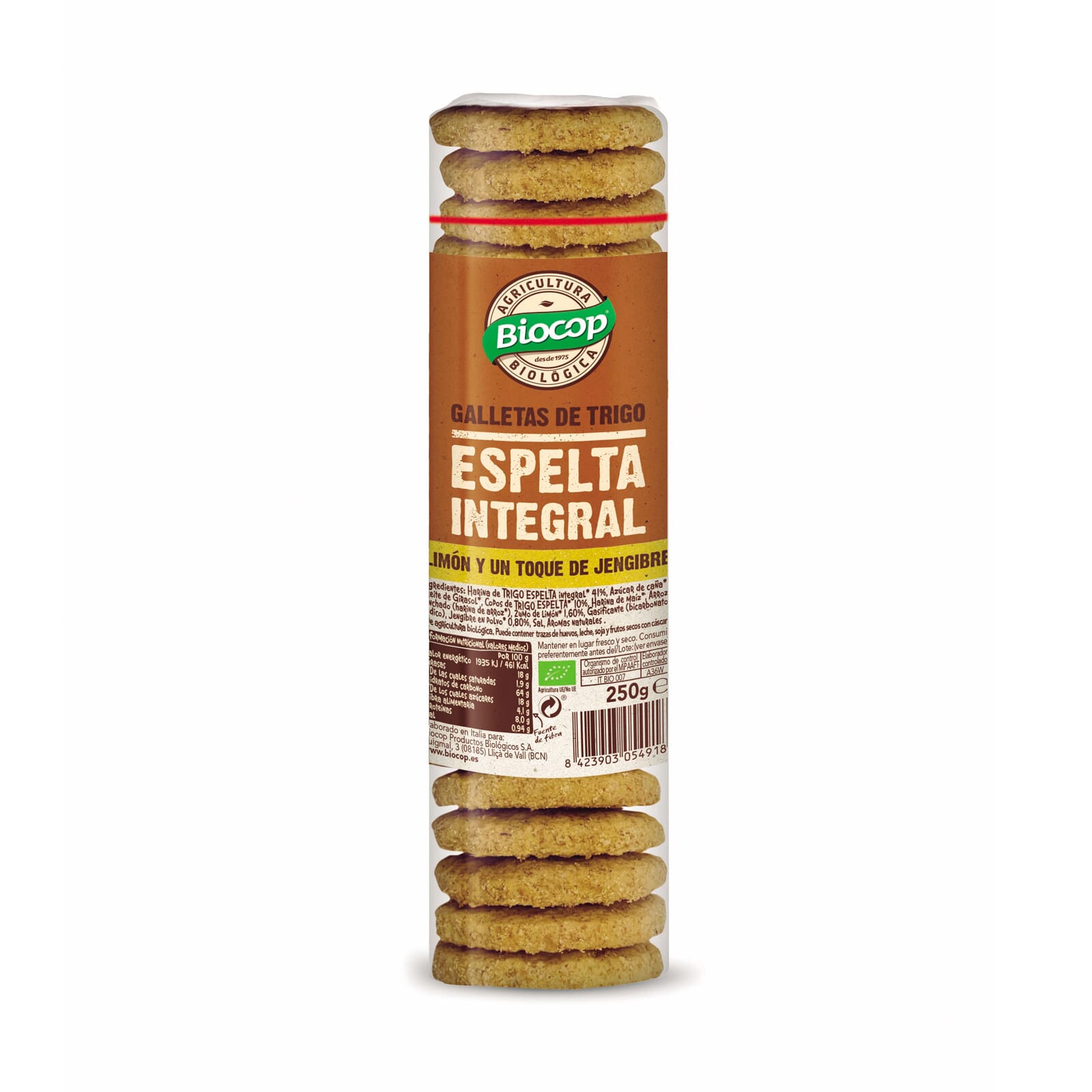 GALLETAS DE ESPELTA INTEGRAL CON LIMÓN Y JENGIBRE 250g