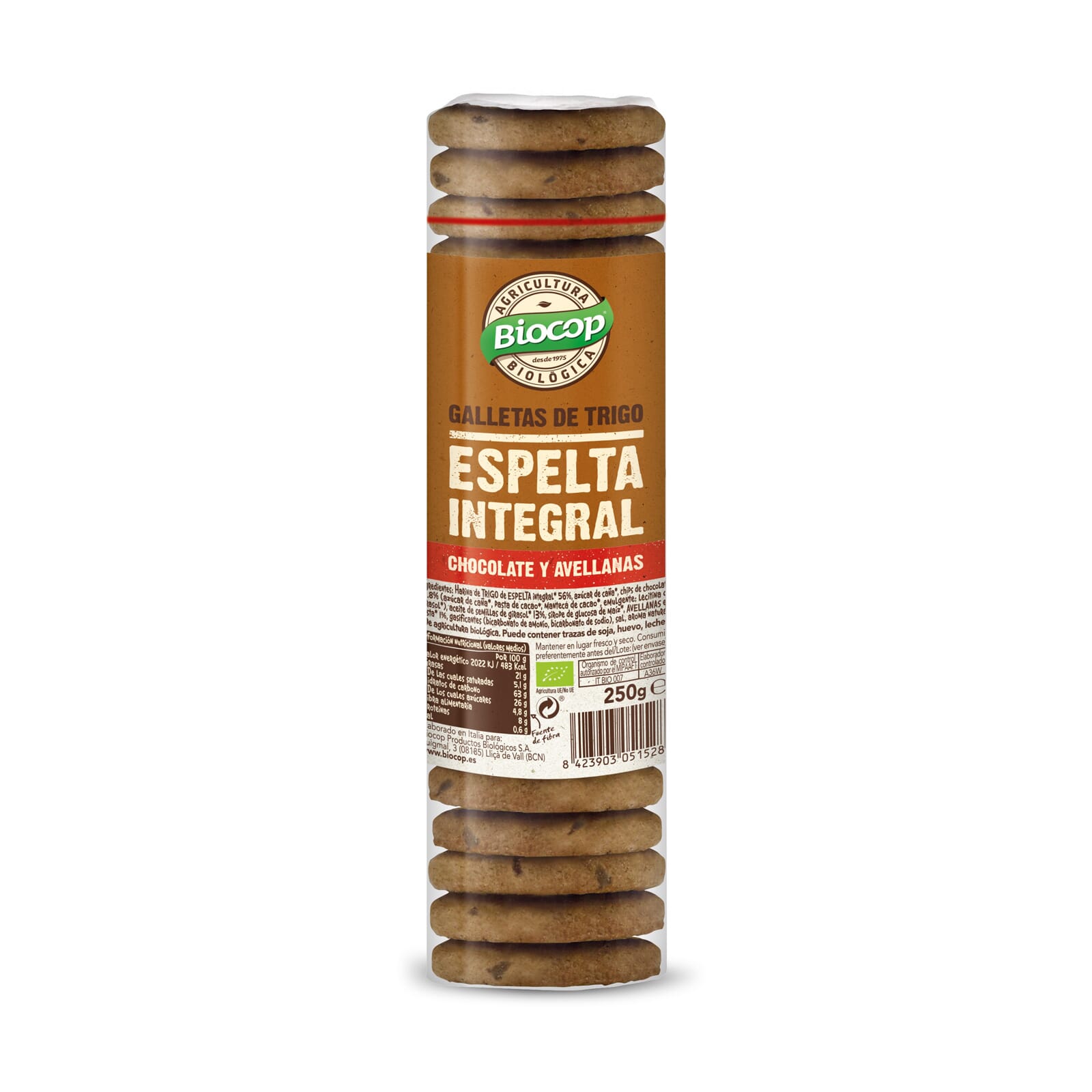 Galletas De Trigo Espelta Integral Chocolate Y Avellanas 250g