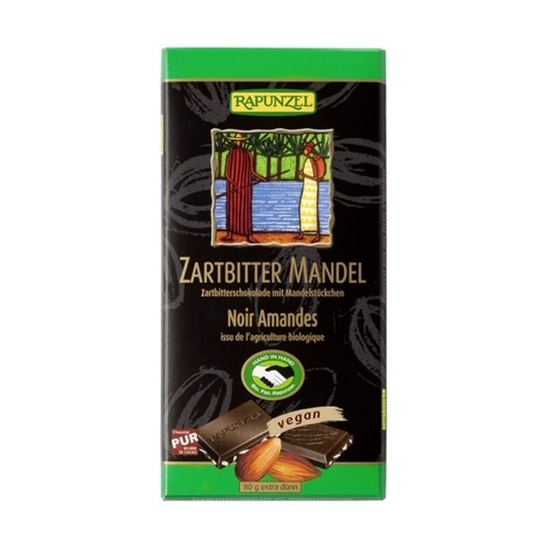 Tableta De Chocoleto Negro Con Almendras Bio 80g