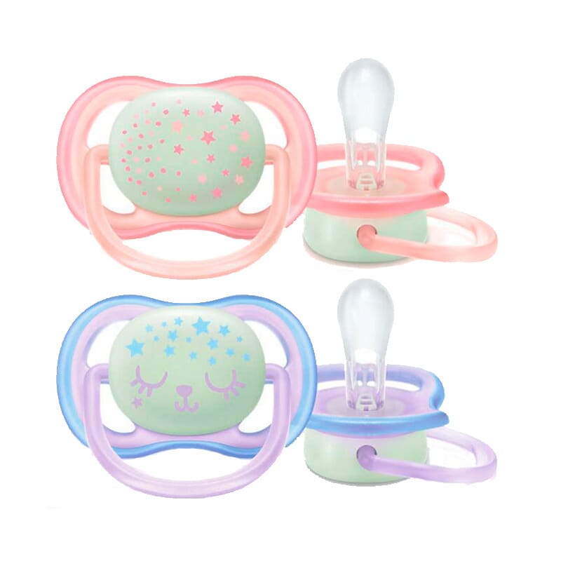 Chupetes Nocturnos Ultra Air Silicona 0-6M Rosa 2 Uds