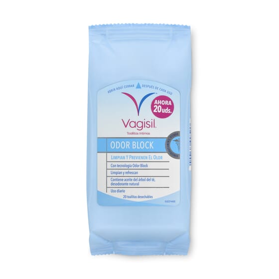 Vagisil Lingettes Odor Block Protection 20 Unités de Vaginesil