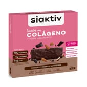 Siaktiv Snacks au Collagène Chocolat Noir et Amandes 40g 3 Barres de Siken