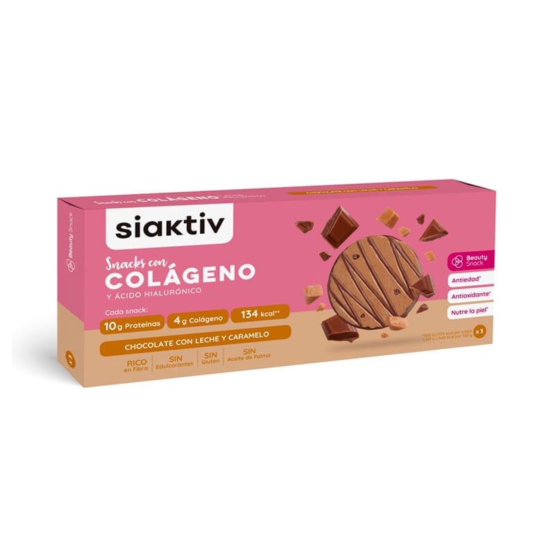 Siaktiv Snacks com Colágeno Chocolate Com Leite Caramelo 40g 3 Unds
