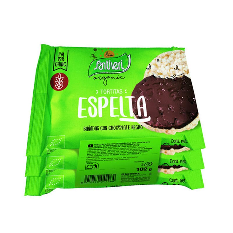 Tortitas Espelta Chocolate Negro Bio 102g de Santiveri