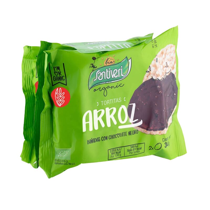 Rijstpannenkoekjes met zwarte chocolade bio 34g 3 Ud