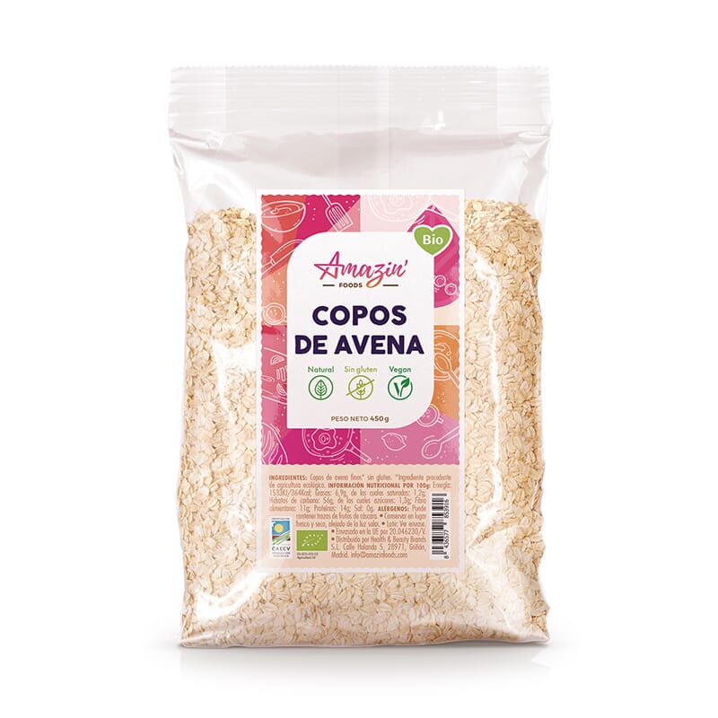 Copos de Avena Integrales Sin Gluten Bio 500g