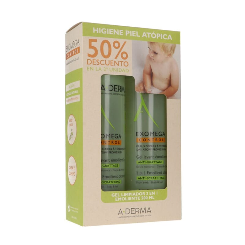 Exomega Control Gel Emollient Reiniger 500 ml 2 Uds