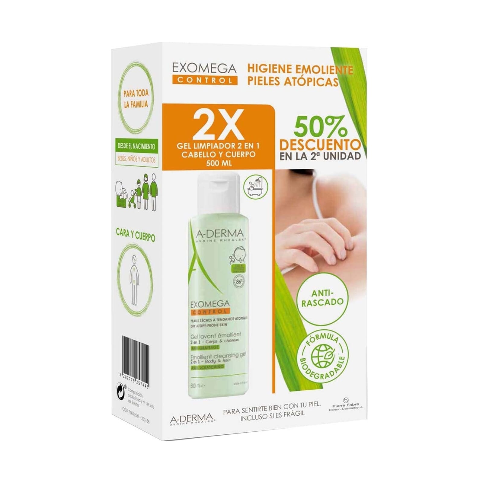 Exomega Control Gel Reiniger 2 En 1 500 ml 2 Uds