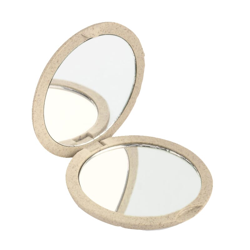 Natural Fiber Dubbele Opvouwbare Spiegel #Beige