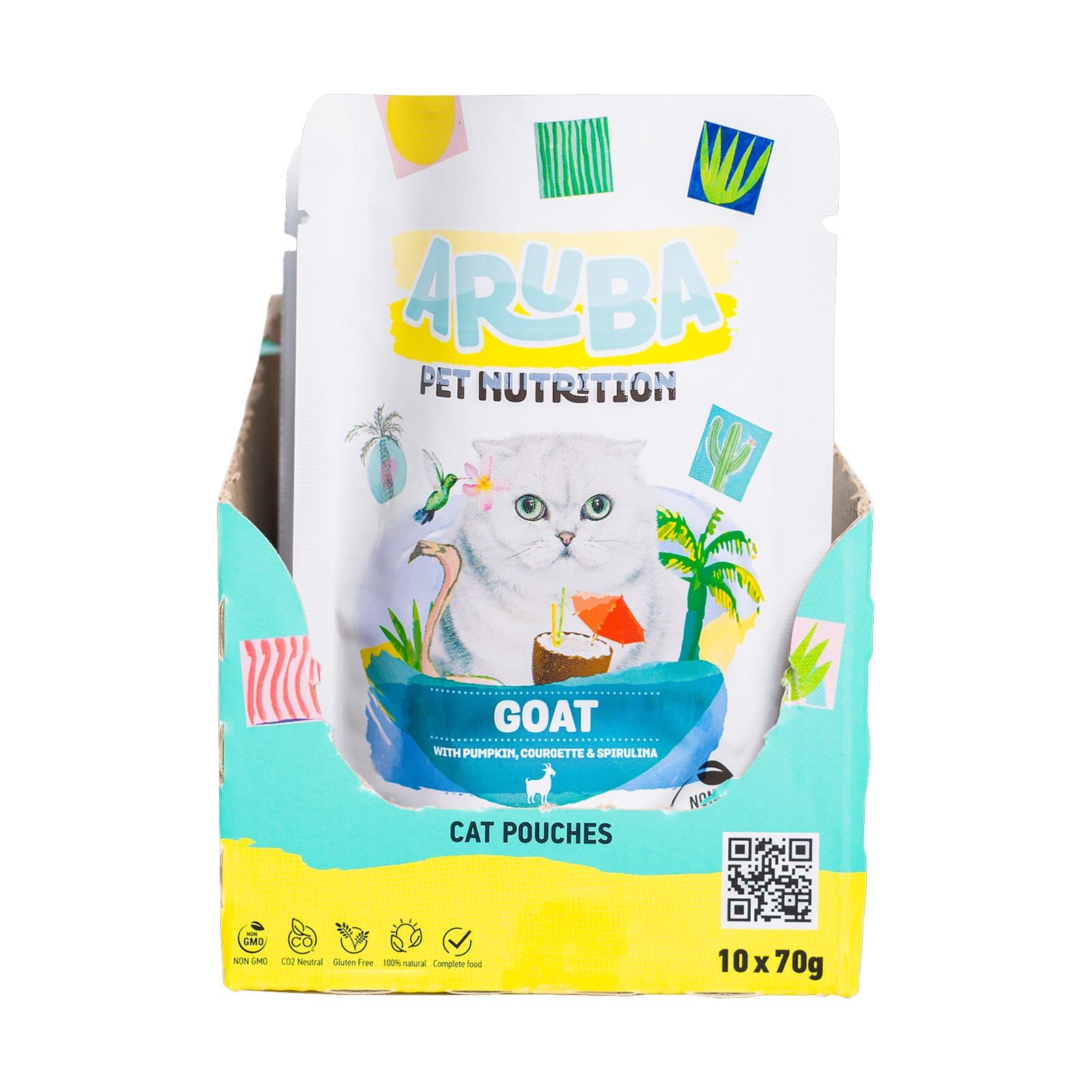 Aruba Chat Chevre Avec Potiron Courgette Et Spiruline 70g 10 Unites Aruba Pet Nutrition Nutritienda