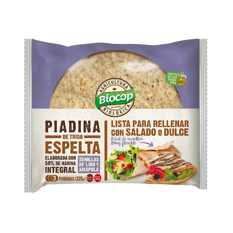Piadina Trigo De Espelta Semillas De Lino Y Amapola Bio 225g